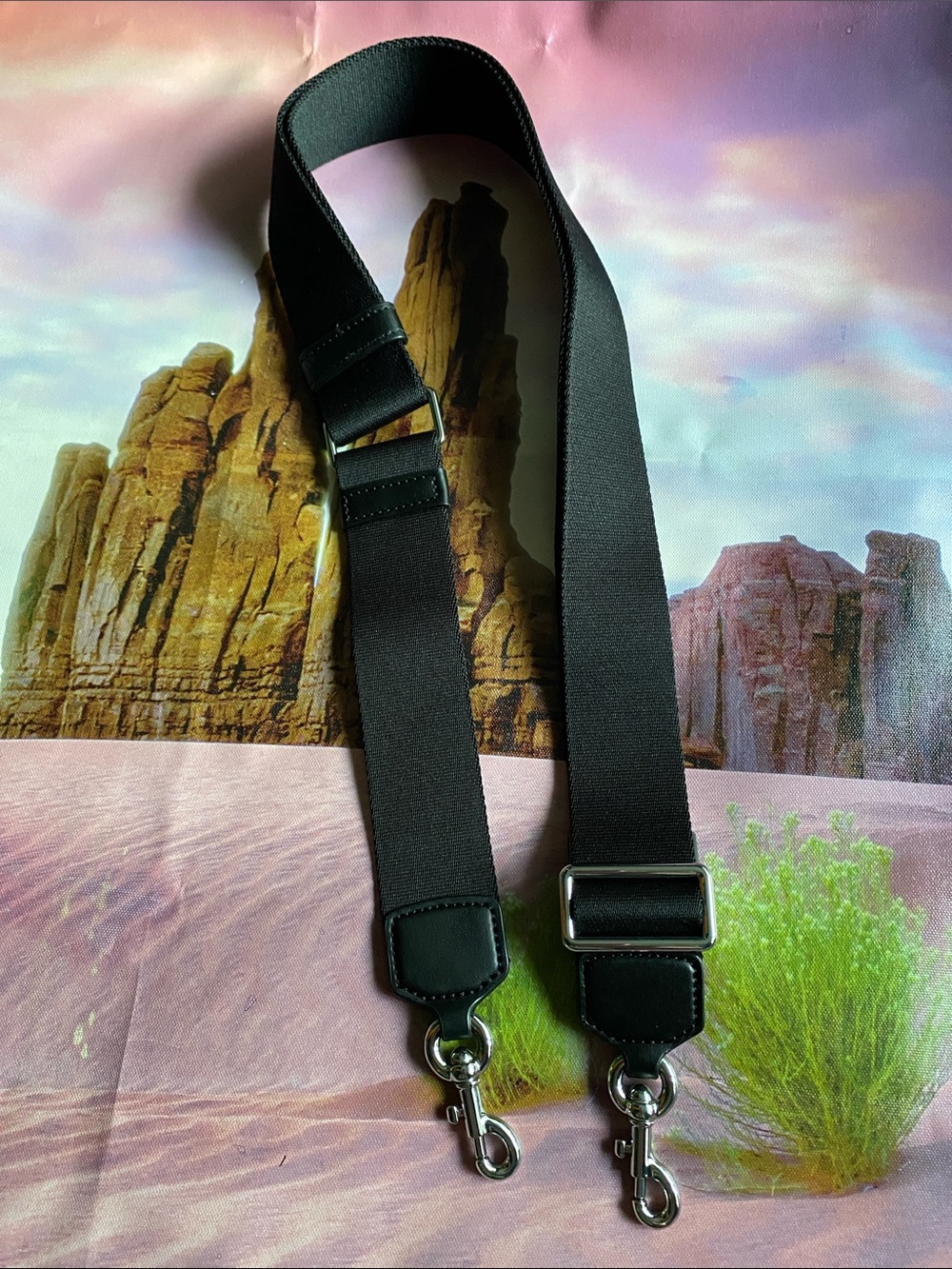 Marc By Marc Jacobs Black Adjustable Strap with Silver Hardware.